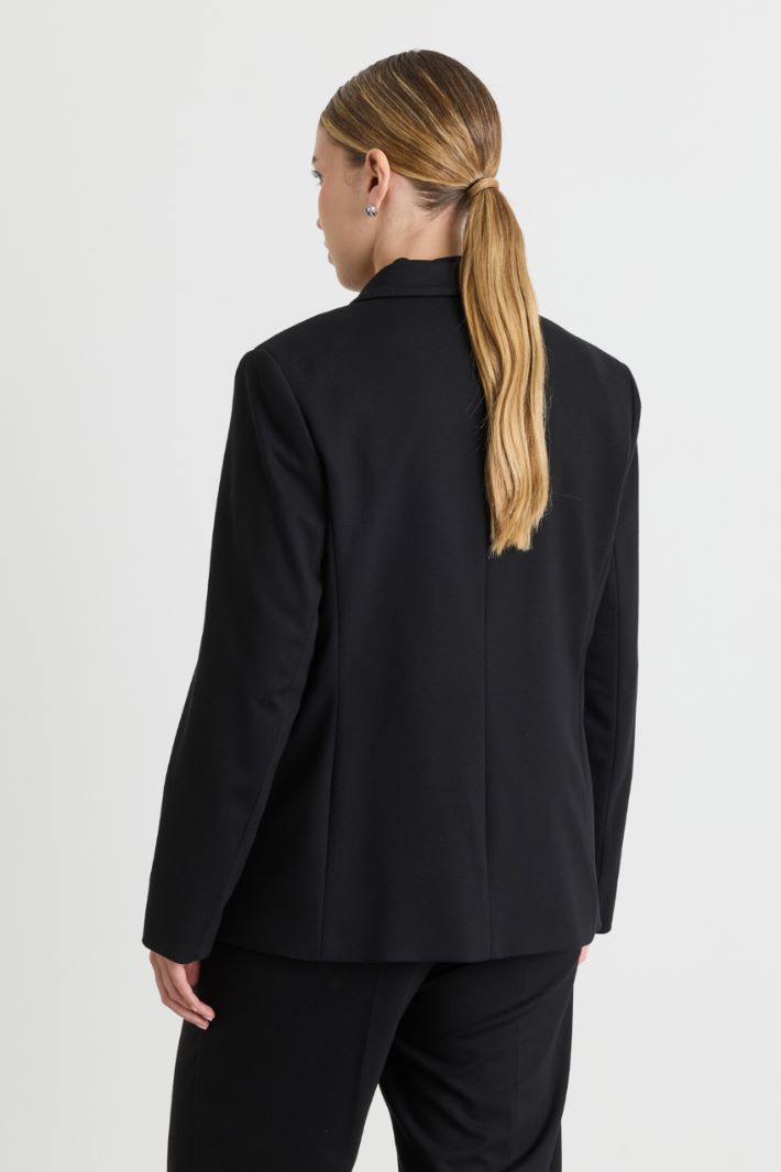 Blazer doppiopetto in jersey - NERO - Intrend - 4