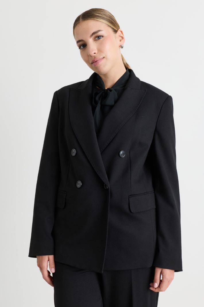 Blazer doppiopetto in jersey - NERO - Intrend - 2