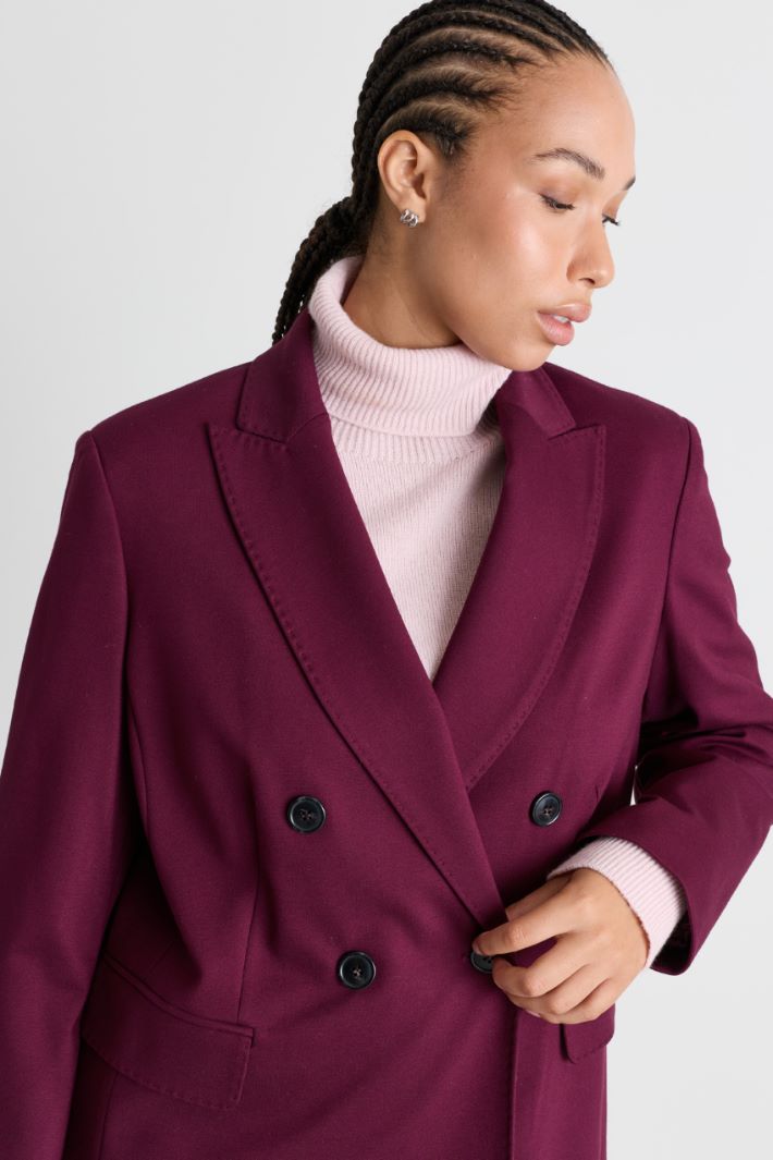 Blazer doppiopetto in jersey - BORDEAUX - Intrend - 3