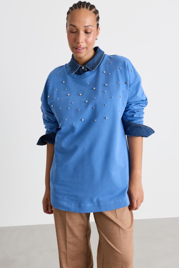 Felpa con strass - AZZURRO - Intrend - 2