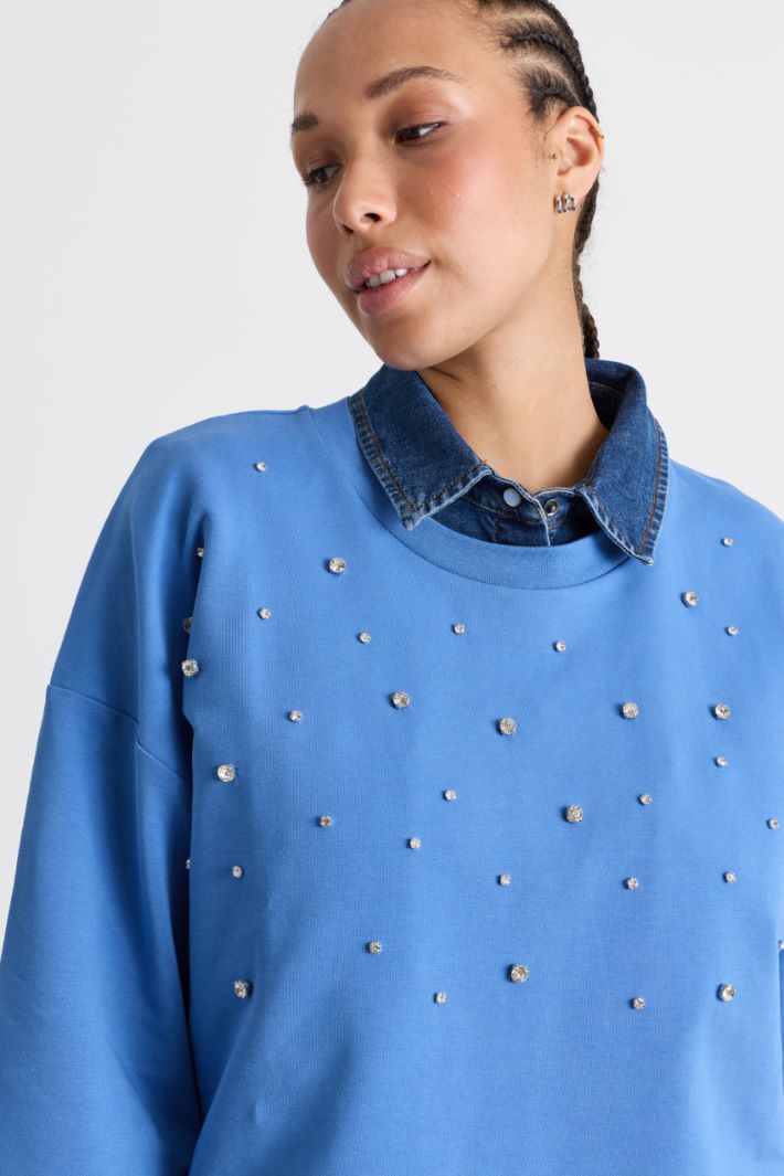 Felpa con strass - AZZURRO - Intrend - 3