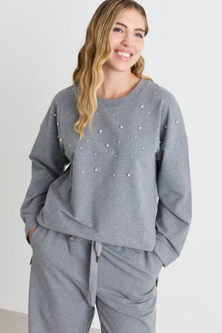 Felpa con strass - GRIGIO - Intrend - 2