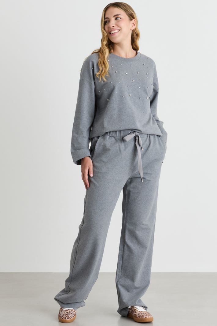 Felpa con strass - GRIGIO - Intrend