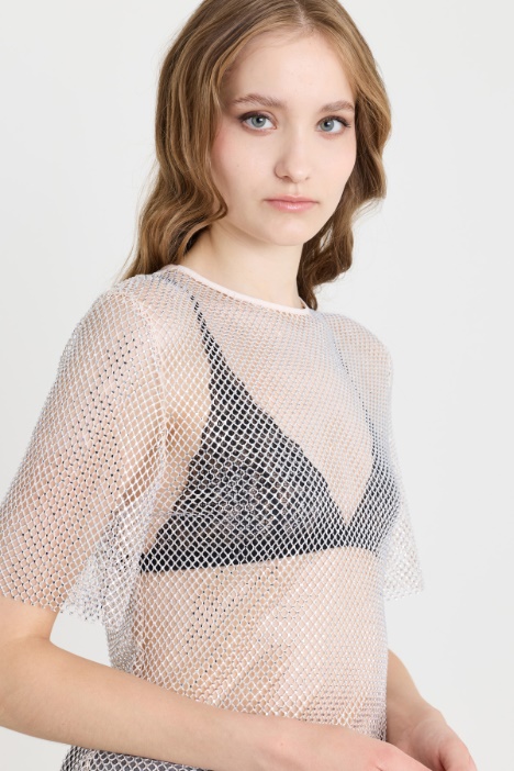 Top in rete con strass