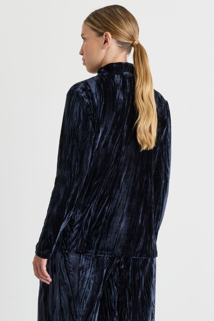 Shirt aus Samtjersey - BLAU - Intrend - 4
