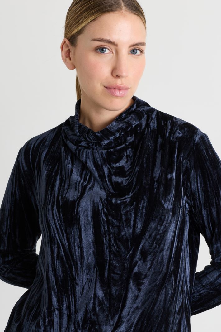Shirt aus Samtjersey - BLAU - Intrend - 3