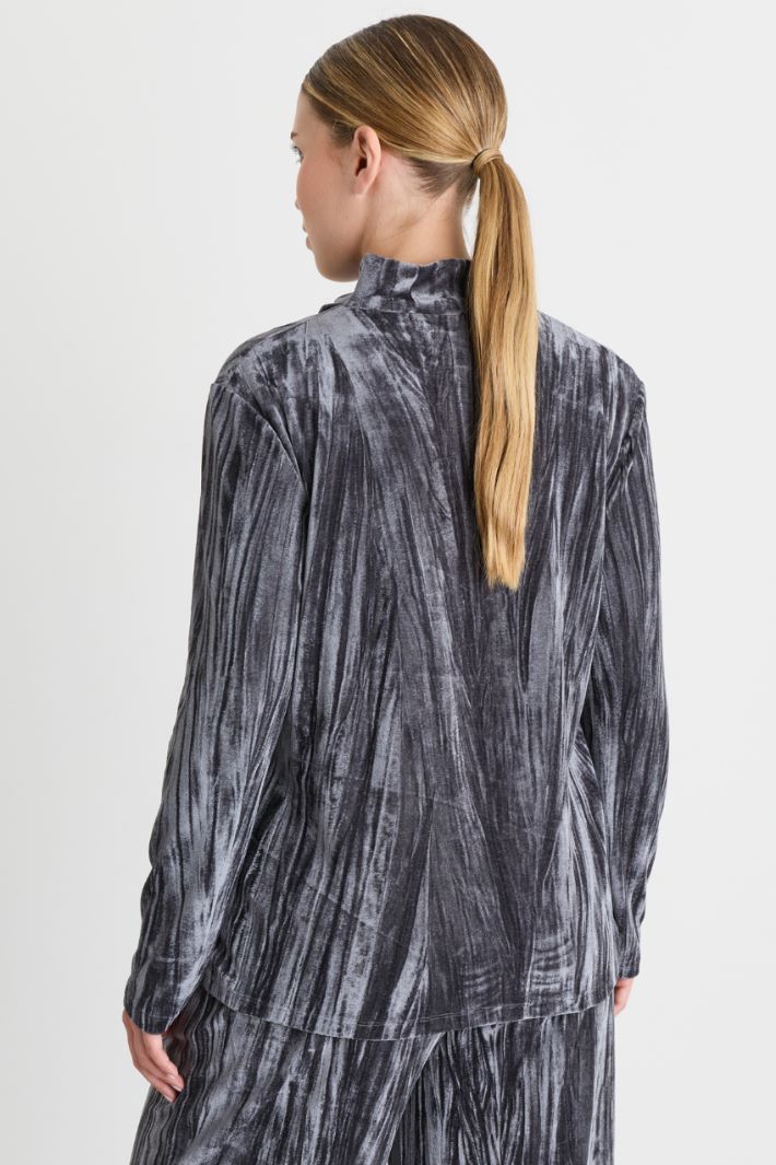 Maglia in jersey di velluto - GRIGIO - Intrend - 4