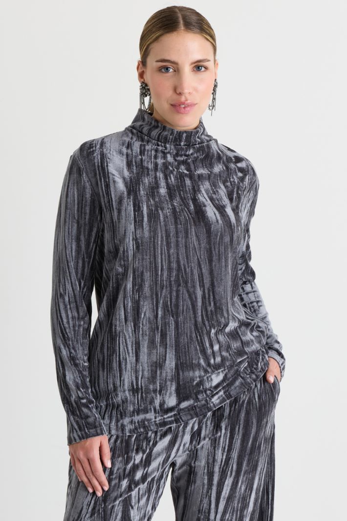 Maglia in jersey di velluto - GRIGIO - Intrend - 2