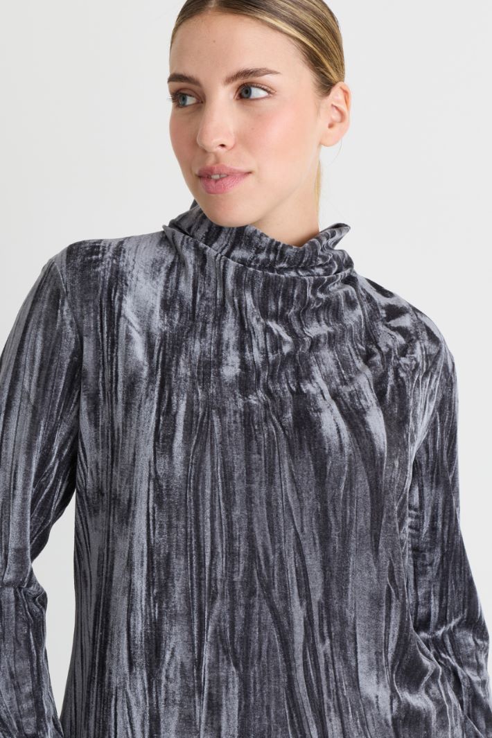 Maglia in jersey di velluto - GRIGIO - Intrend - 3