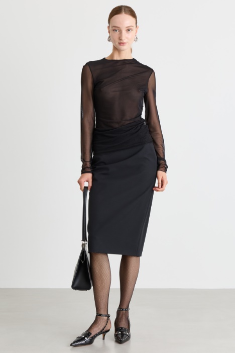T-shirt in tulle doppiato - Intrend