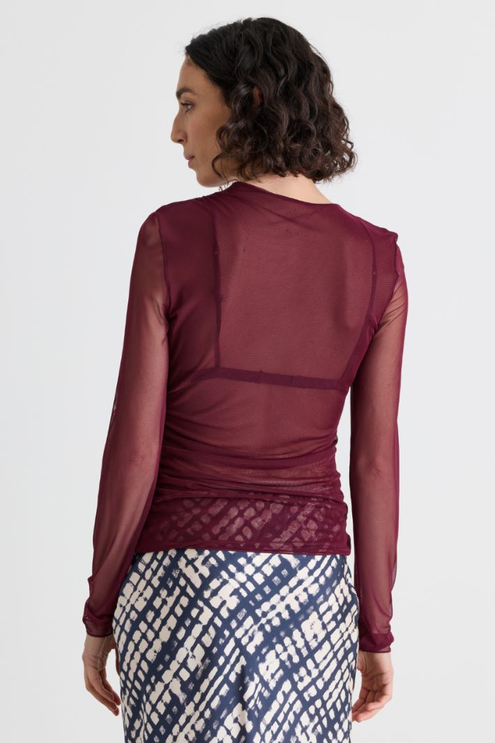 T-shirt in tulle doppiato - BORDEAUX - Intrend - 4