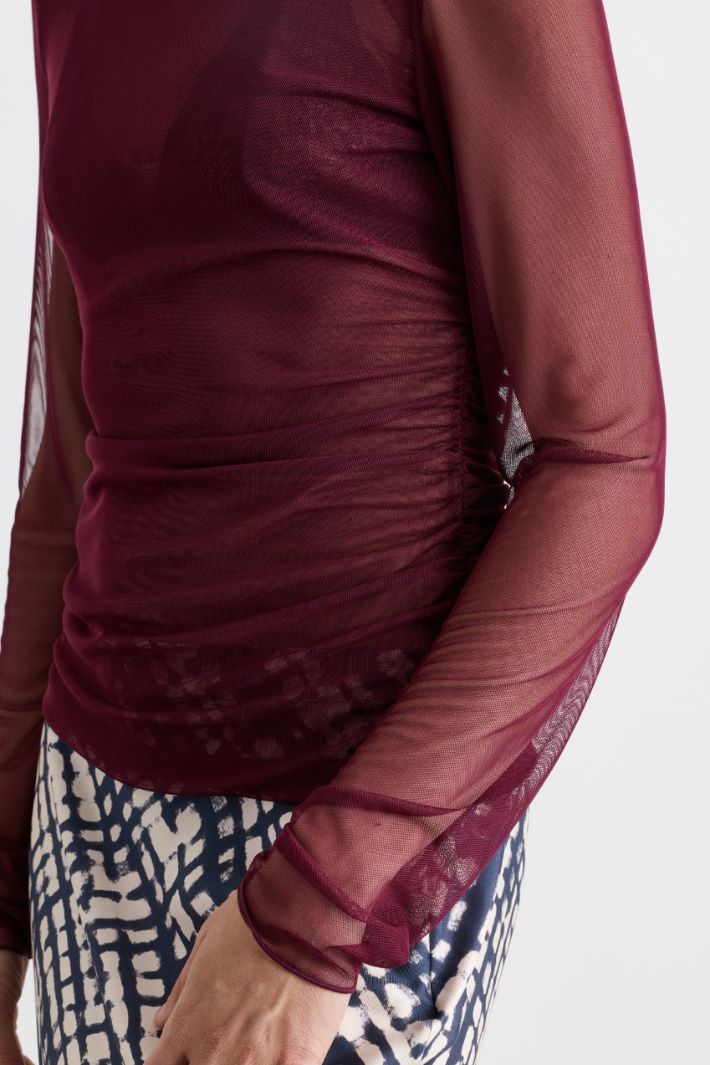 T-shirt in tulle doppiato - BORDEAUX - Intrend - 3