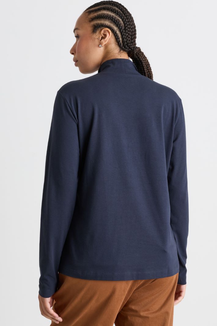 Dolcevita in jersey stretch - BLU - Intrend - 4