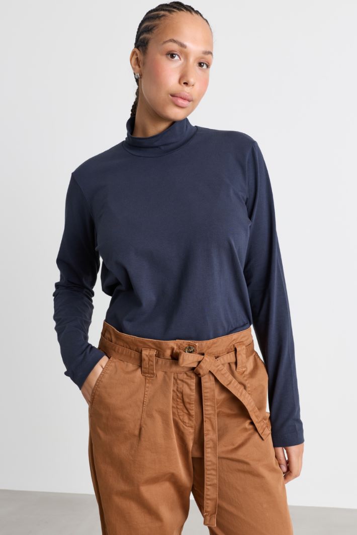 Dolcevita in jersey stretch - BLU - Intrend - 2