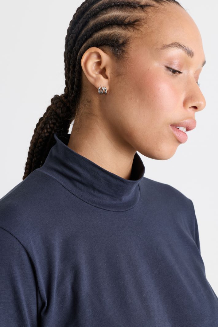 Dolcevita in jersey stretch - BLU - Intrend - 3