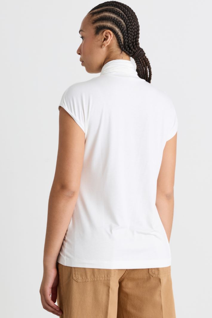 Top dolcevita in jersey - BIANCO - Intrend - 4