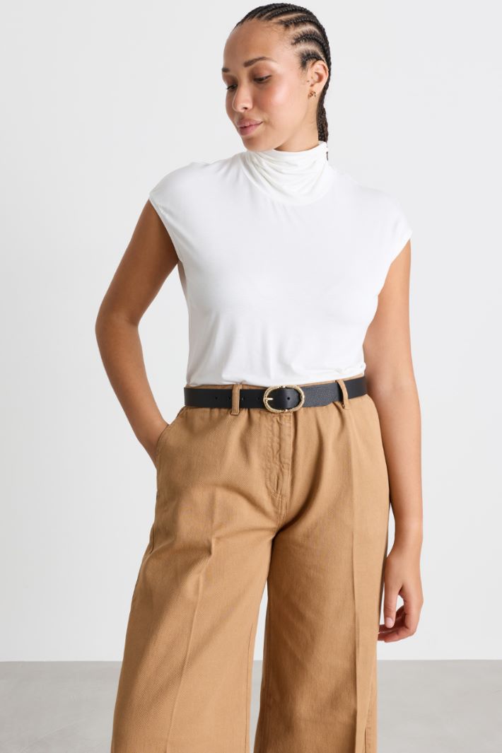 Top dolcevita in jersey - BIANCO - Intrend - 2
