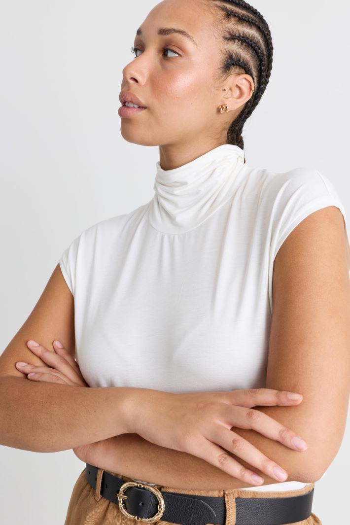 Top dolcevita in jersey - BIANCO - Intrend - 3