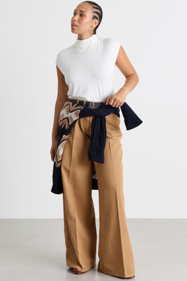 Top dolcevita in jersey - BIANCO - Intrend