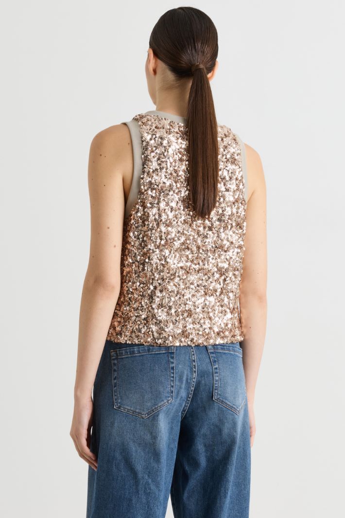 Top con paillettes - BEIGE ORO - Intrend - 4