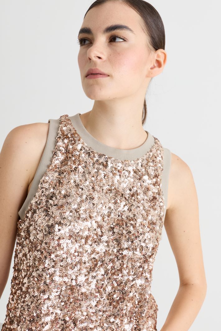 Top con paillettes - BEIGE ORO - Intrend - 3