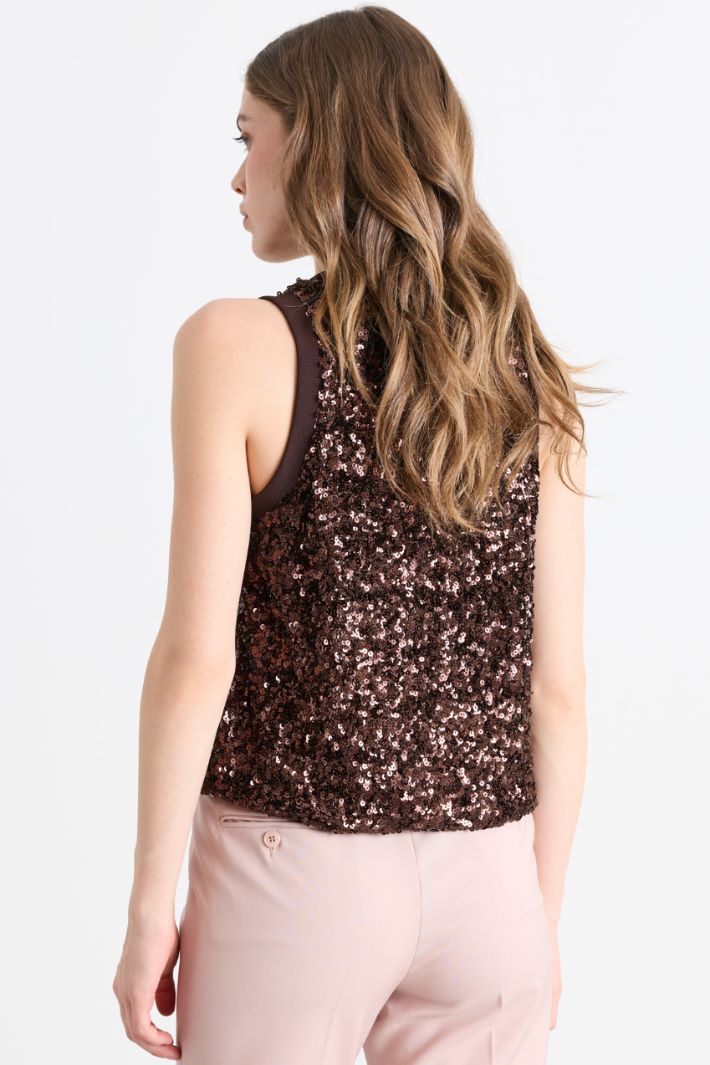Top con paillettes - MARRONE - Intrend - 4