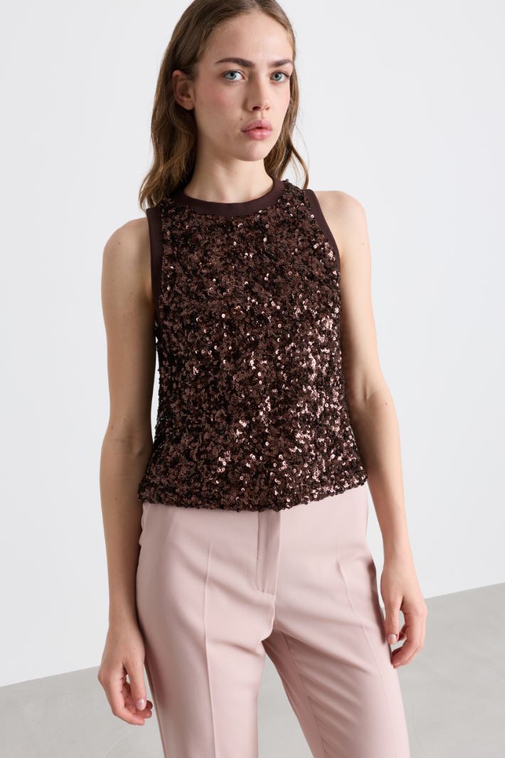 Top con paillettes - MARRONE - Intrend - 2