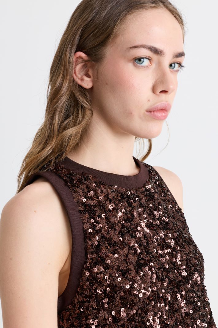Top con paillettes - MARRONE - Intrend - 3