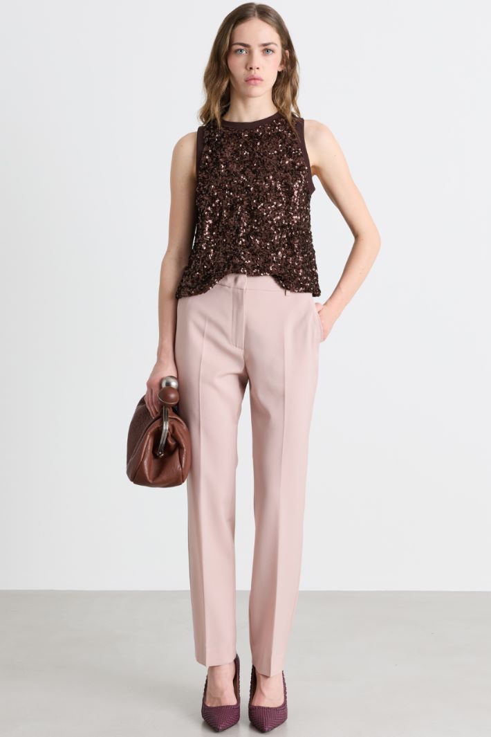 Top con paillettes - MARRONE - Intrend