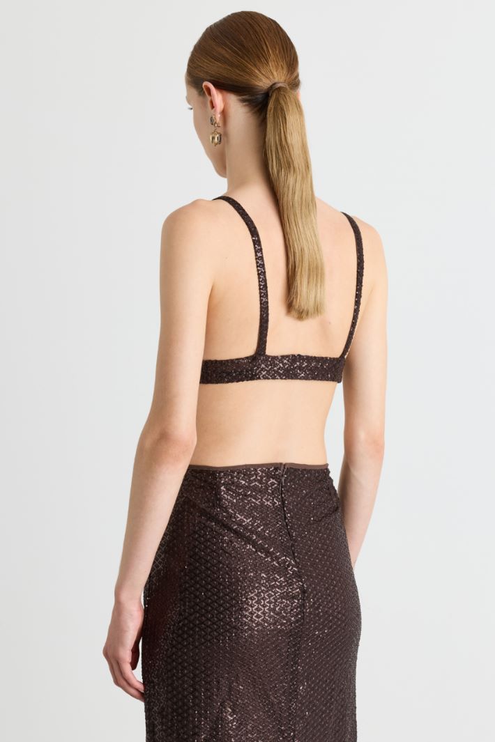 Top in tulle e paillettes - MARRONE - Intrend - 4
