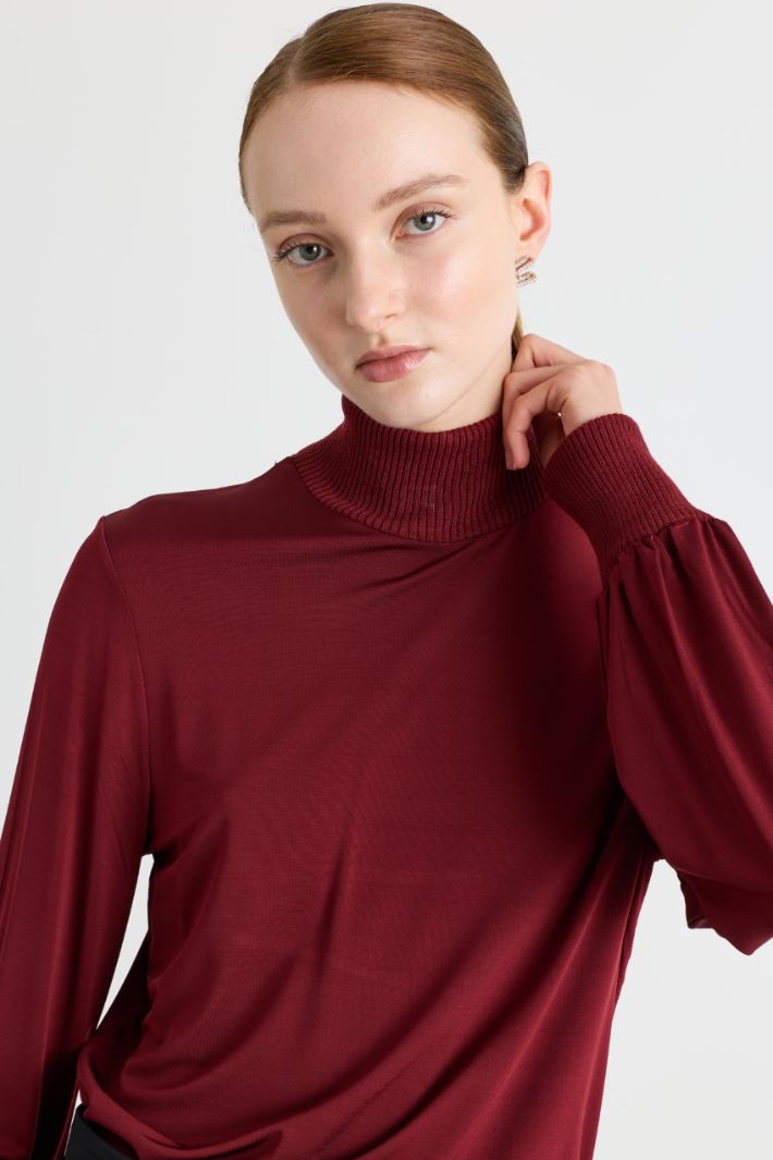 Lightweight jersey roll neck - BORDEAUX - Intrend - 3
