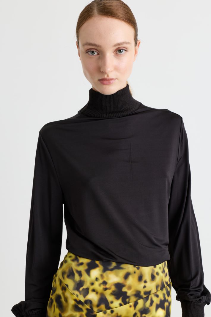 Dolcevita in jersey leggero - NERO - Intrend - 3