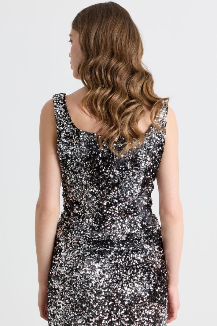 Top in velluto con paillettes - GRIGIO - Intrend - 4