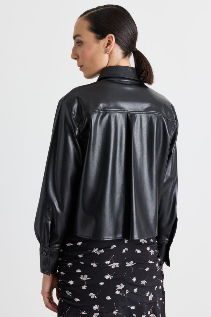Camicia in jersey spalmato - NERO - Intrend - 4