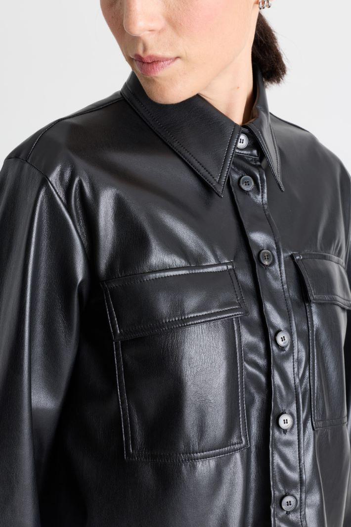 Camicia in jersey spalmato - NERO - Intrend - 3