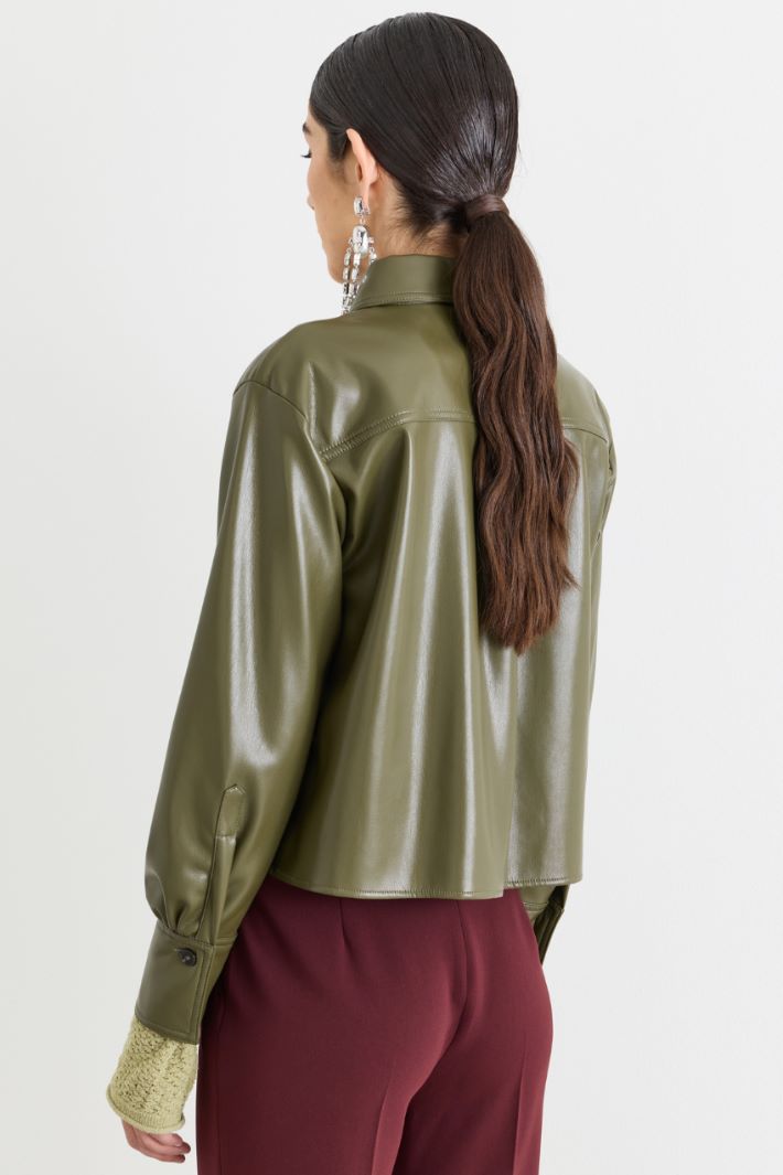 Camicia in jersey spalmato - VERDE - Intrend - 4