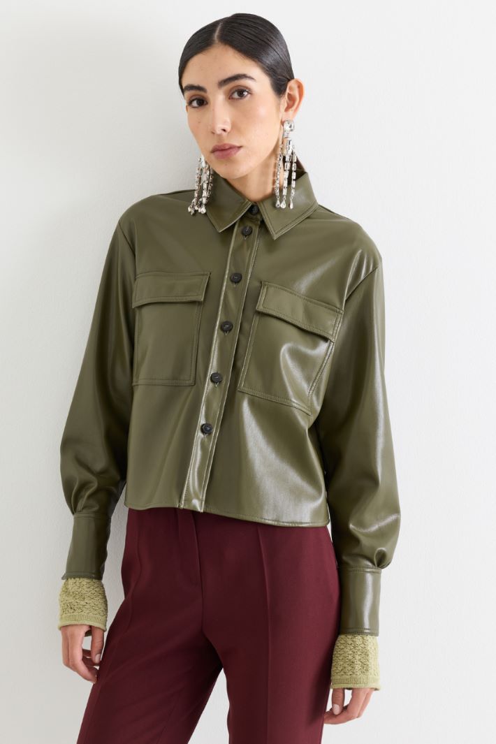 Camicia in jersey spalmato - VERDE - Intrend - 2
