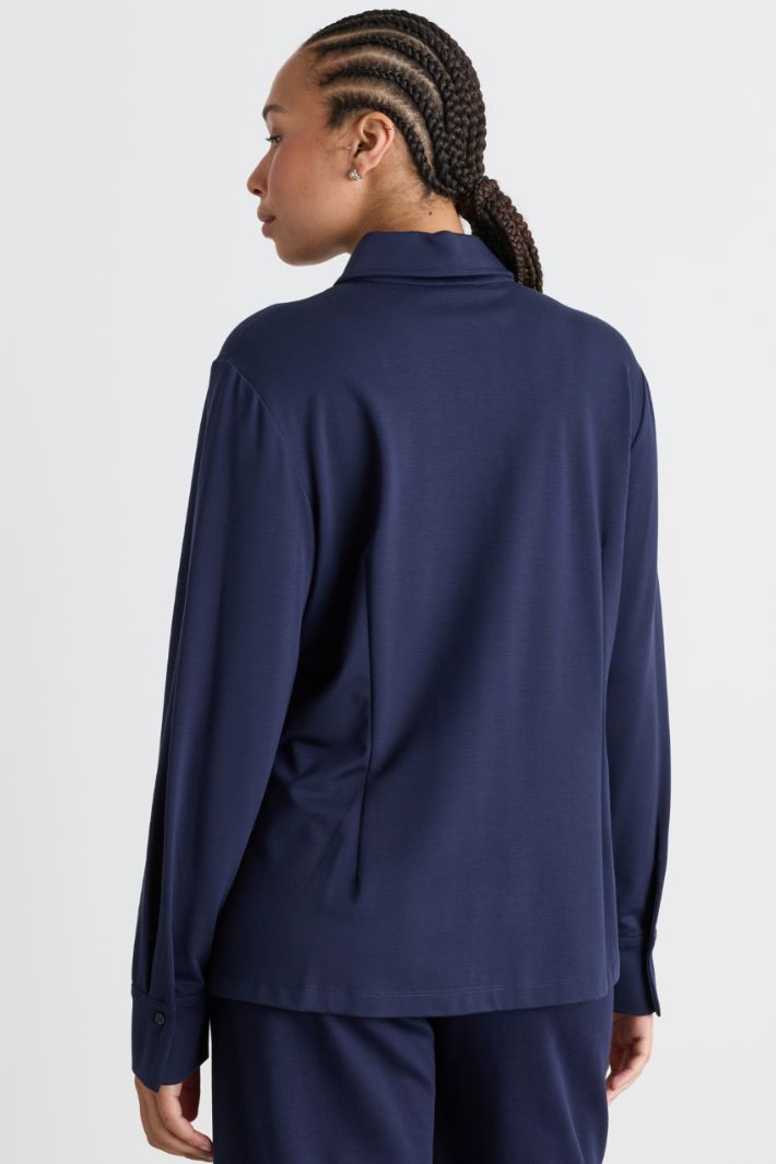 Camicia in jersey - BLU - Intrend - 4