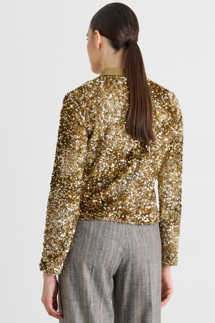 Polo in velluto con paillettes - ORO - Intrend - 4