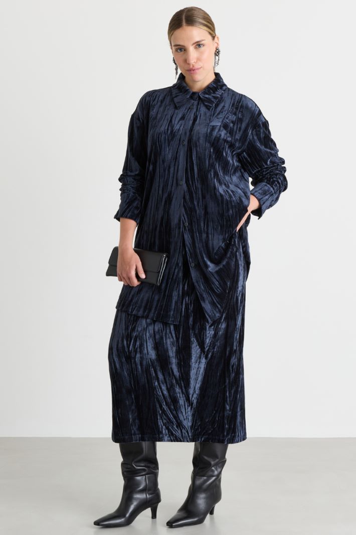 Casacca in jersey di velluto - BLU - Intrend