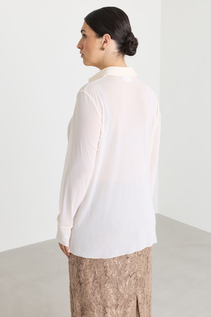 Camicia in jersey tulle - BIANCO - Intrend - 4