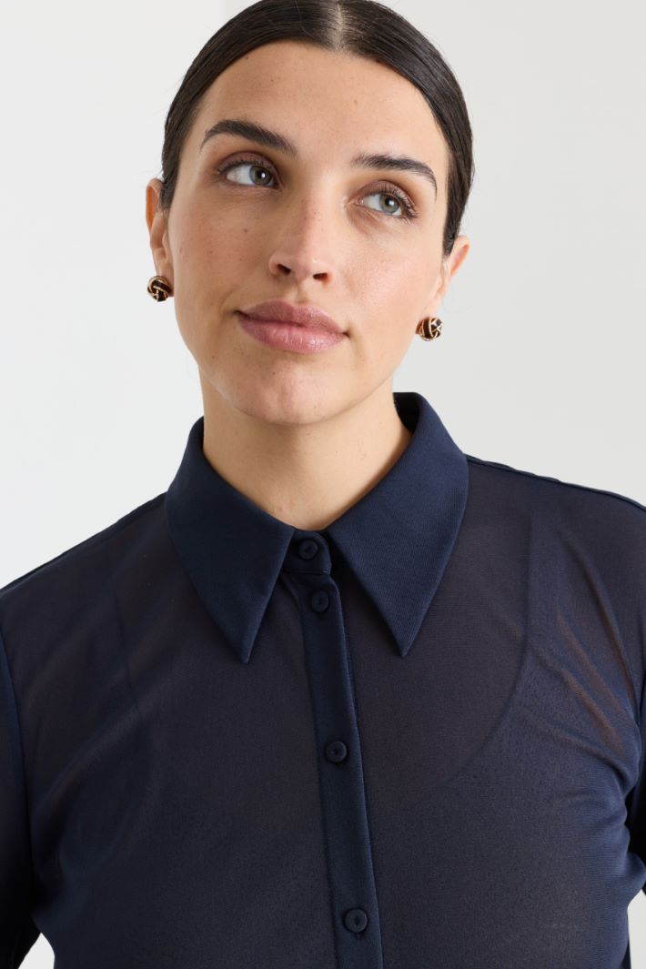 Camicia in jersey tulle - BLU - Intrend - 3