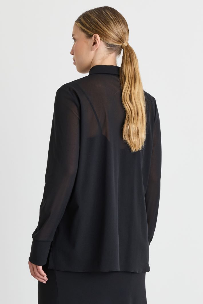 Camicia in jersey tulle - NERO - Intrend - 4