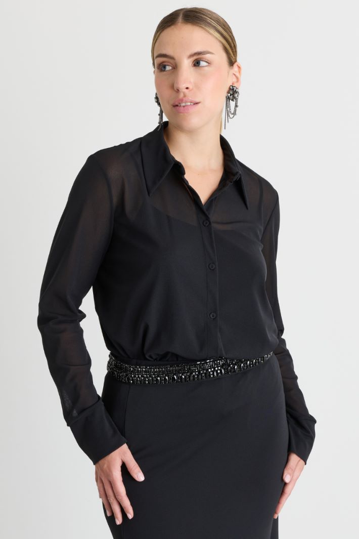 Camicia in jersey tulle - NERO - Intrend - 2