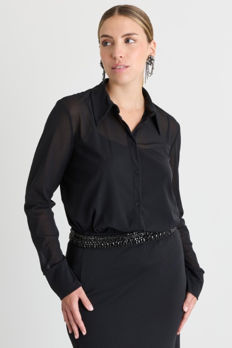Tulle jersey shirt - Intrend