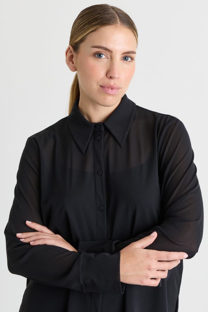Camicia in jersey tulle - NERO - Intrend - 3