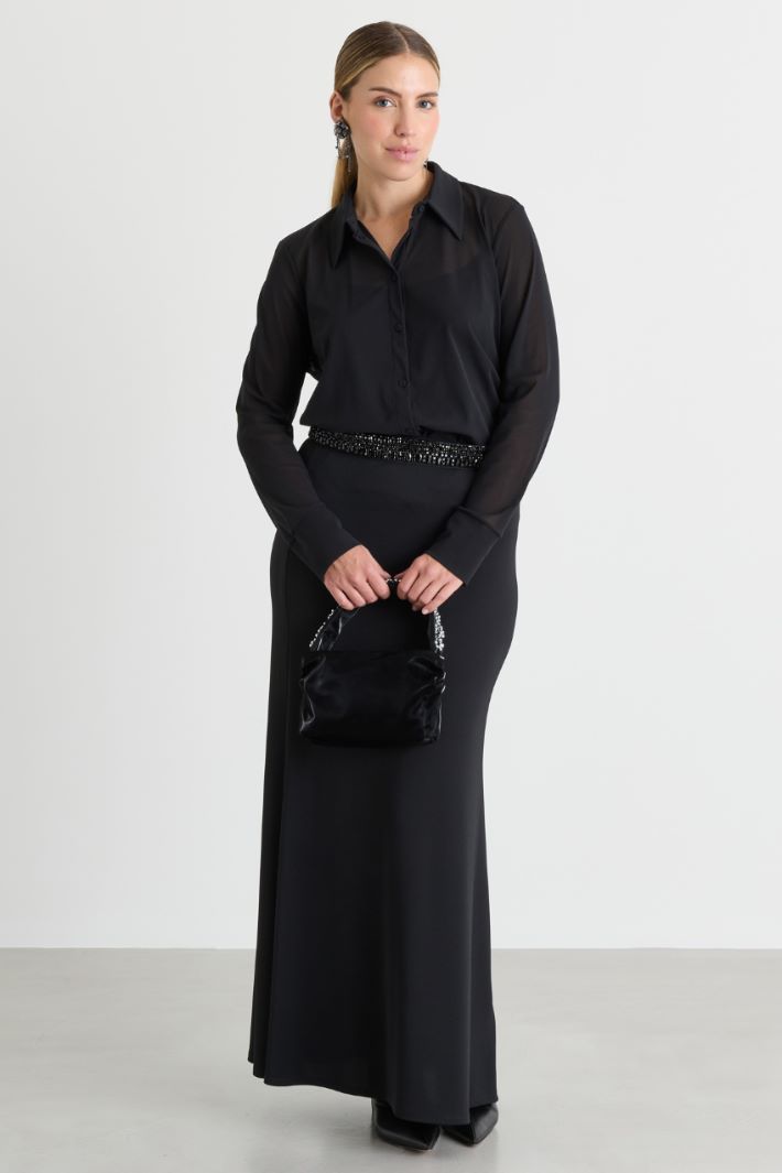 Camicia in jersey tulle - NERO - Intrend
