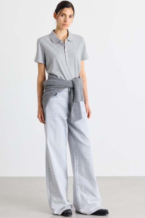 Poloshirt mit Strass - Intrend