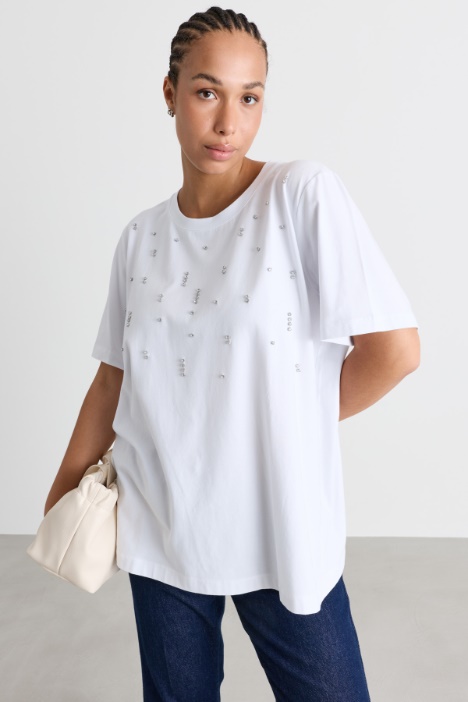 Rhinestone-embellished T-shirt - Intrend