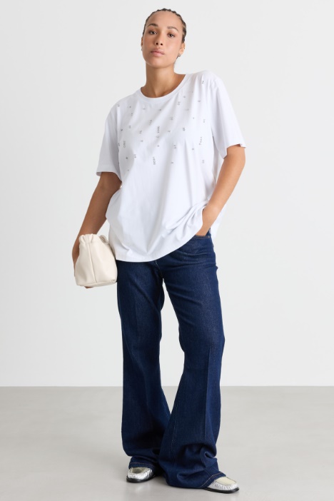 T-shirt con applicazione di strass - Intrend